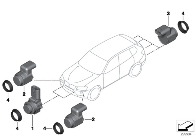2007 BMW X3 Ultrasonic Sensor Diagram for 66209142214