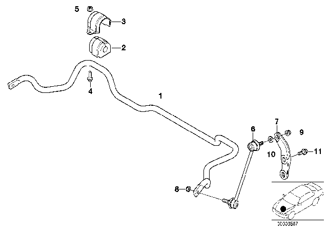 2003 BMW 540i Stabilizer Link Diagram for 31351095664