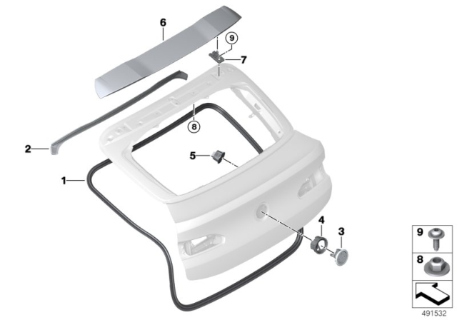 2019 BMW X4 Rear Lid, Mounting Parts Diagram