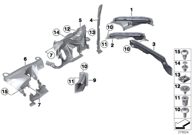 2011 BMW 550i Mounting Parts, Engine Compartment Diagram