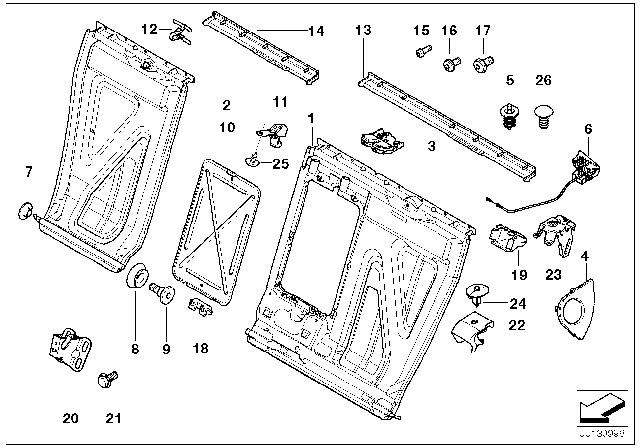 2004 BMW M3 Seat, Rear, Seat Frame Diagram