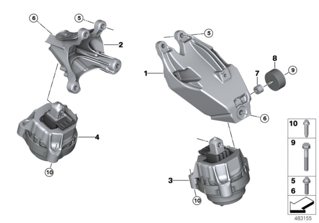2020 BMW M340i Engine Mount Right Diagram for 22116860496