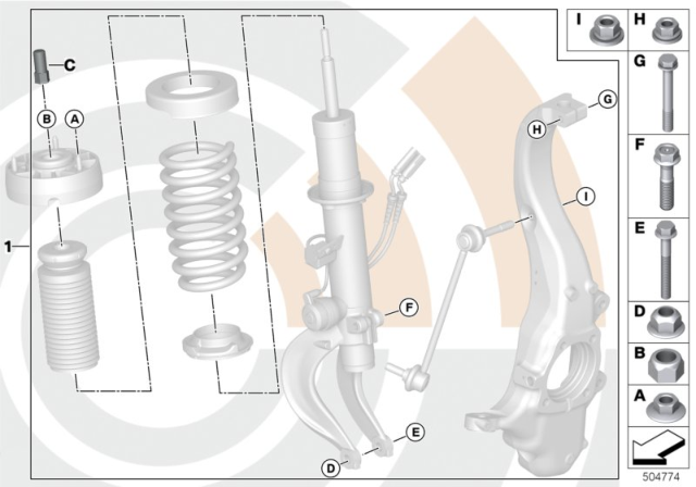 2018 BMW X6 Attachment Set Spring Strut Front Diagram