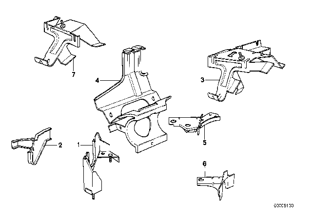 1989 BMW 750iL Front Body Bracket Diagram