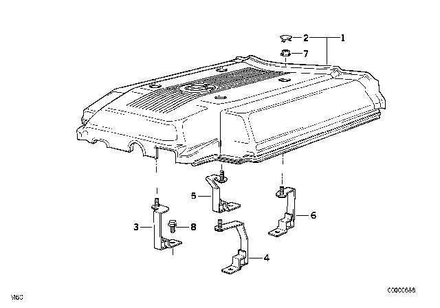 1995 BMW 740i Cover Diagram for 11611747076