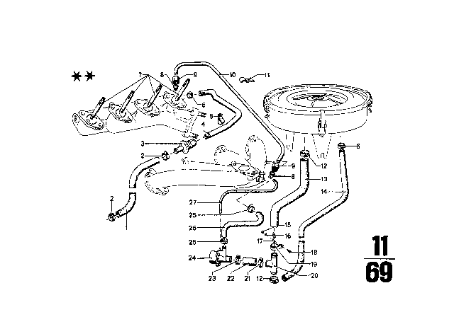 1968 BMW 1602 Emission Control - Air Pump Diagram