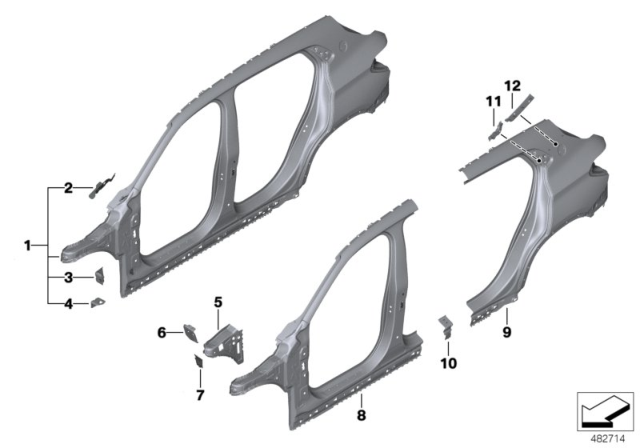 2018 BMW X2 Reinforcement Plate, Sill, Right Diagram for 41008491738