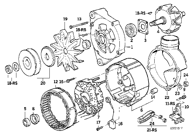 1991 BMW 525i Exchange Alternator Diagram for 12311722568