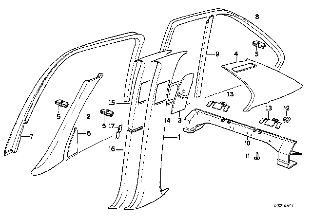 1993 BMW 525i Interior Trim Lateral Diagram