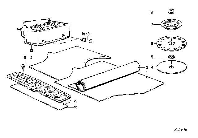 1988 BMW 635CSi Trunk Mat Diagram for 51951886393