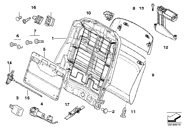 2008 BMW X3 Backrest Frame Diagram for 52108253804