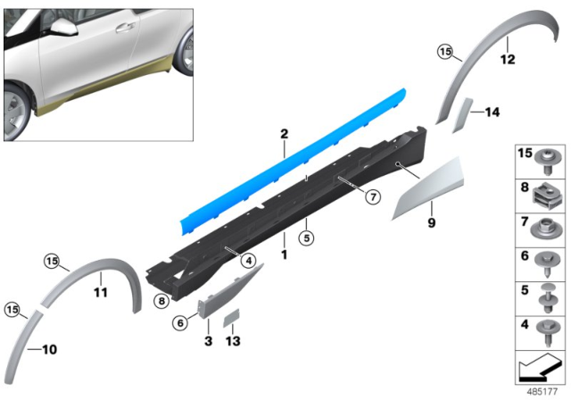 2018 BMW i3s Cover Door Sill / Wheel Arch Diagram