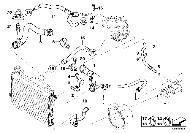 2001 BMW 750iL Water Hose Assy Diagram for 11531741417