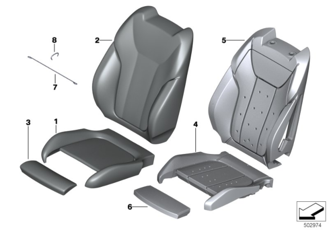 2020 BMW X3 M Seat, Front, Cushion & Cover Diagram