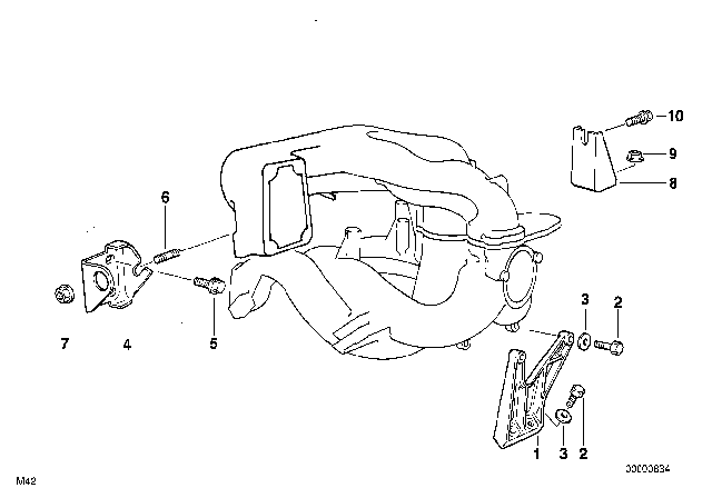 1997 BMW 318ti Mounting Parts For Intake Manifold System Diagram