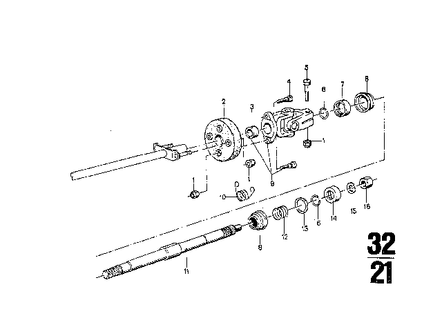 1973 BMW 3.0S Steering Column Diagram 1