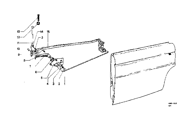 1969 BMW 2000 Rear Door - Hinge / Door Brake Diagram 2