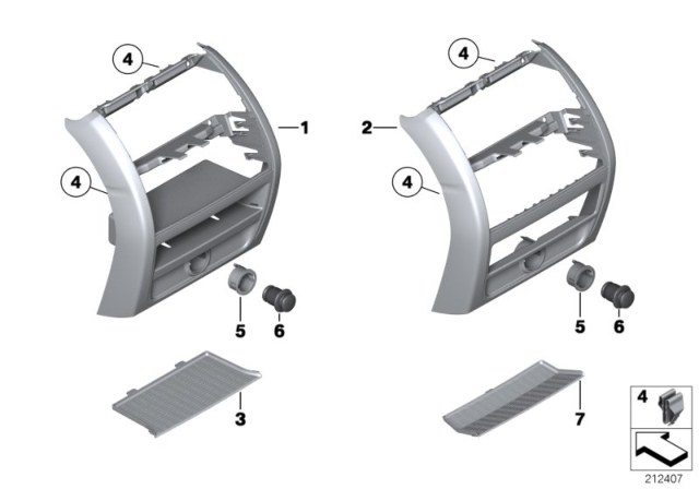 2010 BMW 535i Mounting Parts, Centre Console, Rear Diagram