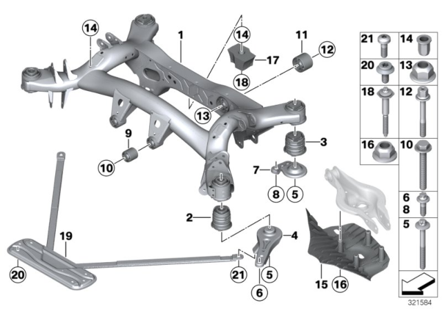 2017 BMW 340i GT xDrive Rear Axle Carrier Diagram for 33316798968