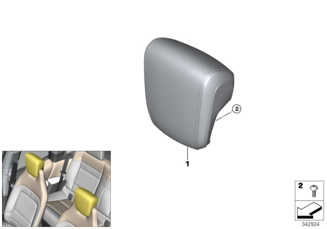 2016 BMW i3 Headrest Leather Diagram for 52107360034