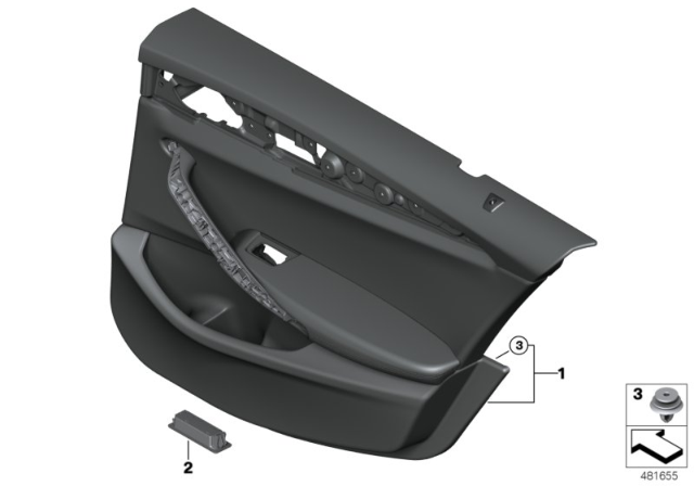 2017 BMW 540i Door Trim, Rear Diagram 1