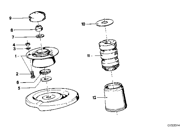 1983 BMW 733i Guide Support / Spring Pad / Attaching Parts Diagram