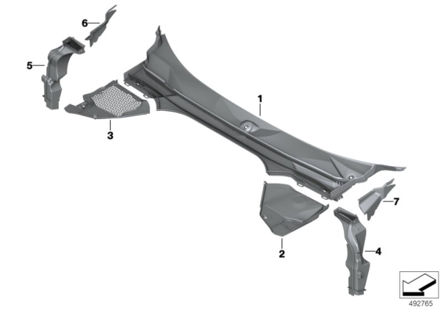 COWL COVER PANEL, PART 3 Diagram for 51717454442