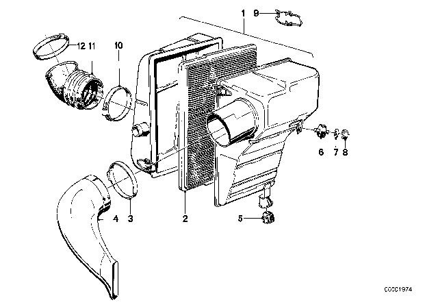 1979 BMW 320i Intake Silencer / Filter Cartridge Diagram 1