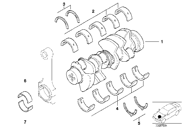 2002 BMW Z8 Crankshaft With Bearing Shells Diagram