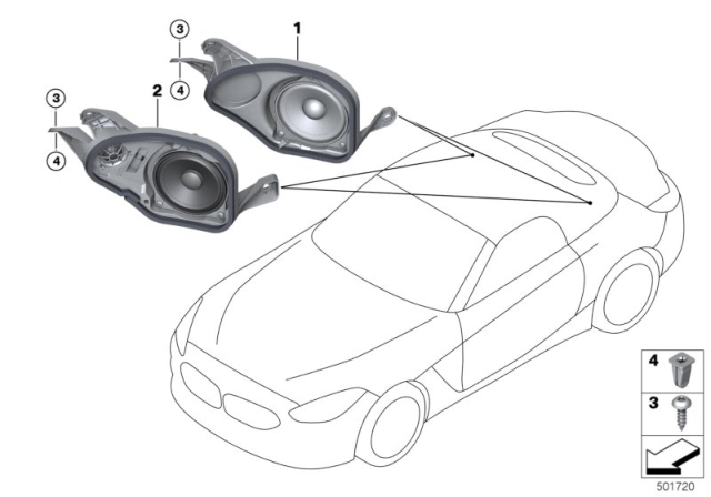 2020 BMW Z4 Individual Parts Speaker Partition Wall Diagram