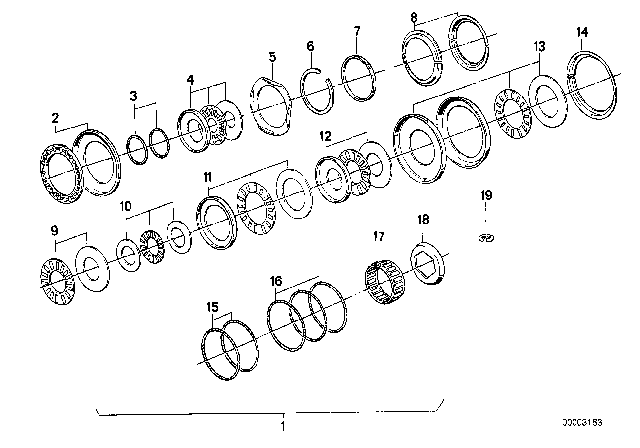 1990 BMW 325ix Ax-Bearing Single Parts (ZF 4HP22/24) Diagram