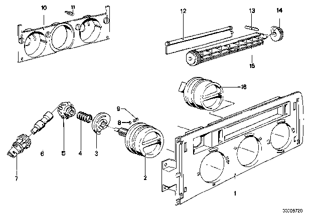 1977 BMW 630CSi Heater Control - Buttons / Switch Diagram