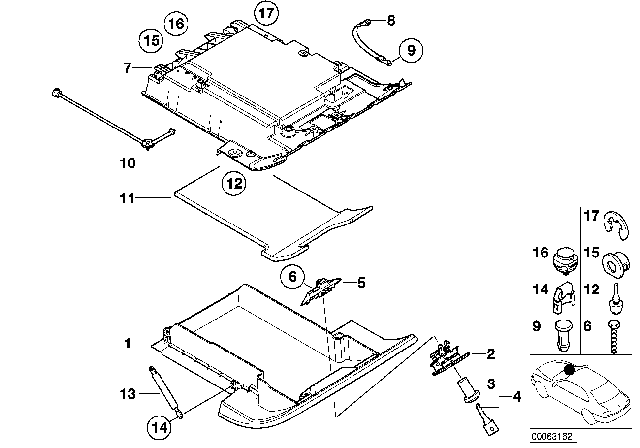 2000 BMW Z8 Glove Box Locking Mechanism Diagram for 51167026225