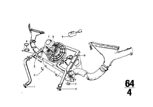 1975 BMW 2002 Water Hoses / Water Valve Diagram 1