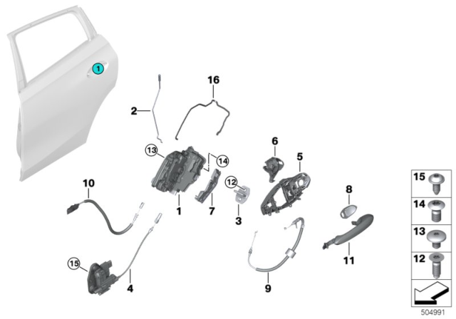 2020 BMW X6 OPERATING ROD, DOOR REAR LEF Diagram for 51227474617