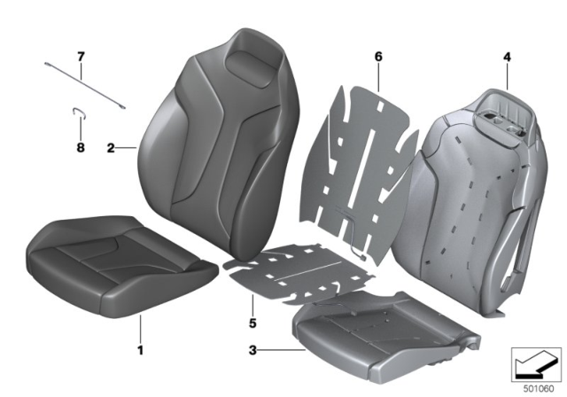 2020 BMW 840i xDrive Gran Coupe Seat, Front, Cushion & Cover Diagram 2