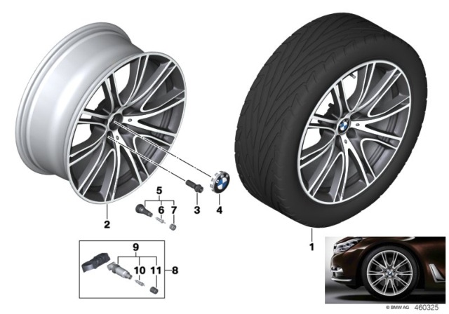 2019 BMW 750i BMW LM Wheel V-Spoke Diagram