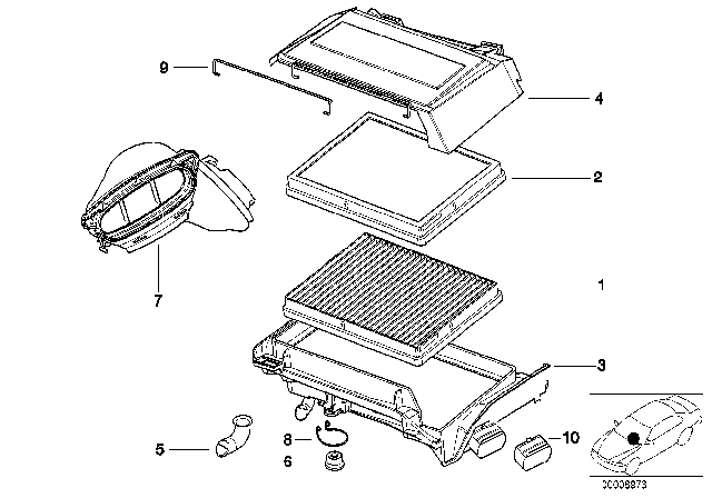 2002 BMW 525i Microfilter / Activated Carbon Container Diagram