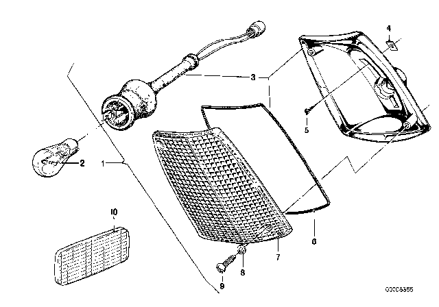 1980 BMW 320i Flasher-Parking-Positioning Light Right Diagram for 63131360088