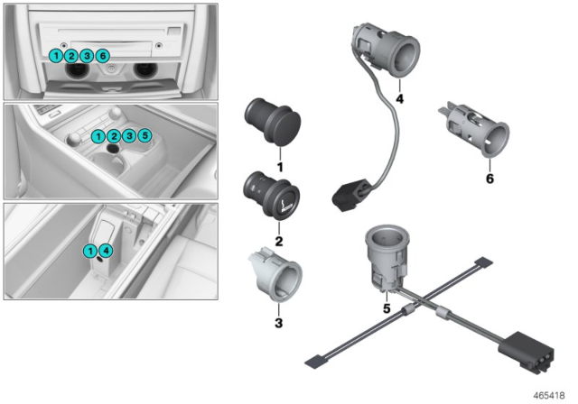 2016 BMW 750i Cigarette Lighter / Power Sockets Diagram 2