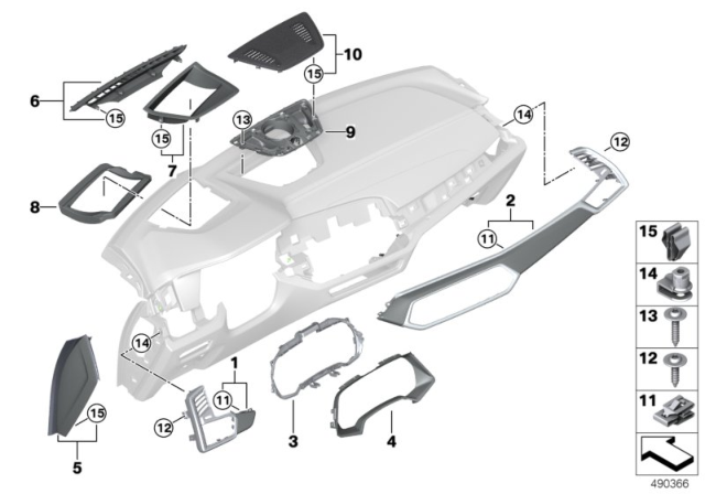 2020 BMW X5 Mounting Parts, Instrument Panel Diagram 2