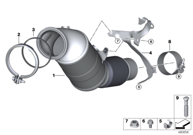 2018 BMW X3 Engine - Compartment Catalytic Converter Diagram
