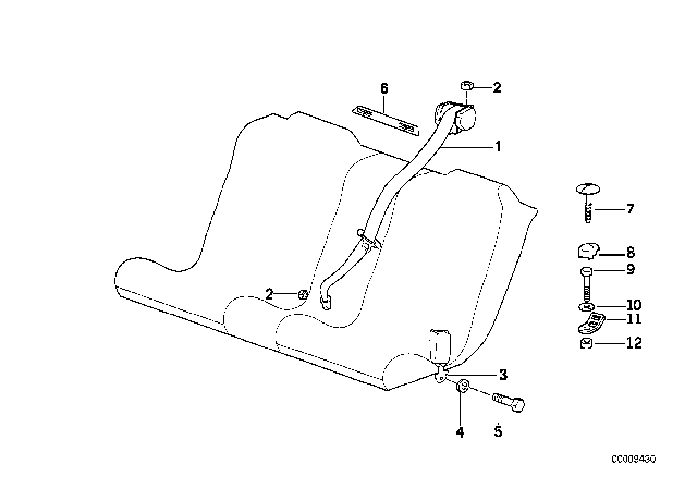 1996 BMW 840Ci Safety Belt Rear Diagram