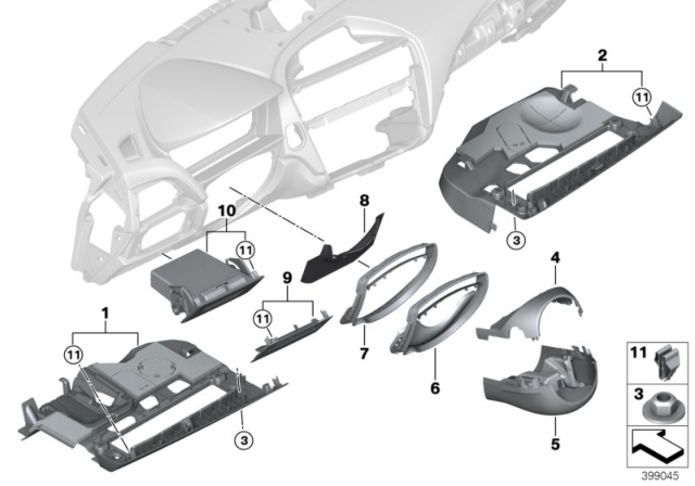 2017 BMW 230i Mounting Parts, Instrument Panel Diagram 1