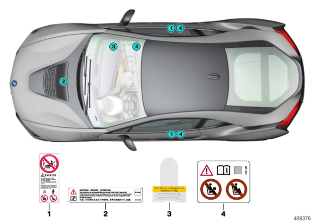 2019 BMW i8 Instruction Notice, Airbag Diagram