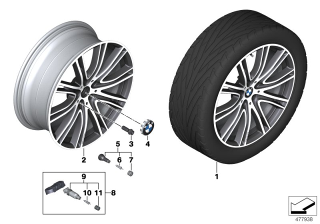 2020 BMW 540i BMW LA Wheel, V-Spoke Diagram 4
