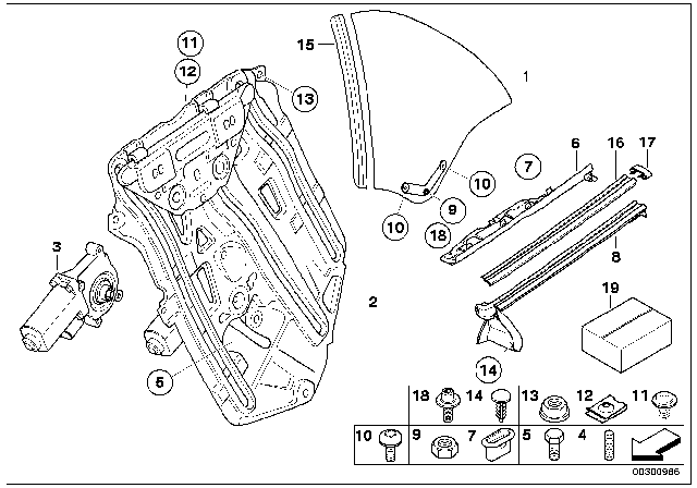 2005 BMW M3 Door Window Lifting Mechanism Diagram 2