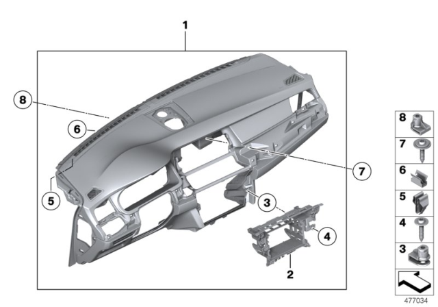 2011 BMW 550i GT Trim Panel Dashboard Diagram