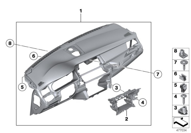 2017 BMW 535i GT Trim Panel Dashboard Diagram 1