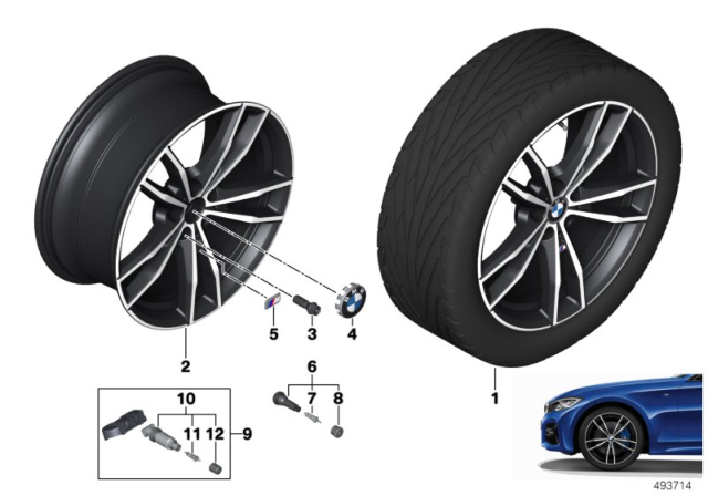 2019 BMW 330i Disc Wheel Light Alloy Jet B Diagram for 36118090095